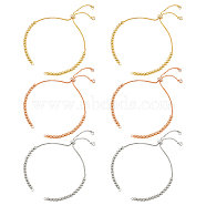 6Pcs 3 Colors Half Finished Brass Cubic Zirconia Slider Bracelets, Bolo Bracelets, with Jump Rings, for Adjustable Connector Bracelets, Mixed Color, 10-1/2 inch(26.8cm), Hole: 1.6mm, 2pcs/color(ZIRC-NB0002-02)