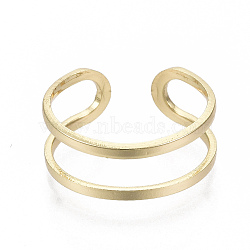 Brass Cuff Finger Rings, Open Rings, Nickel Free, Real 18K Gold Plated, US Size 6(16.5mm)(X-RJEW-N030-003-NF)