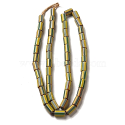 Handmade Lampwork Beads, Column with Stripe, Medium Sea Green, 6~14x5~8mm, Hole: 1.4~3mm, about 52~78pcs/strand, 25.59~25.98''(65~66cm)(LAMP-B023-07A-01)