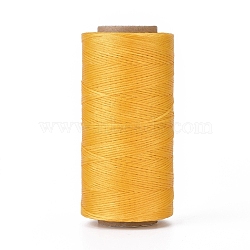 Waxed Polyester Cord, Micro Macrame Cord, Waxed Sewing Thread, Flat, Goldenrod, 0.8mm, about 284.33 yards(260m)/roll(YC-I003-A24)