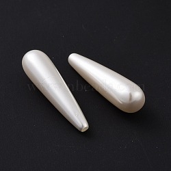 Shell Pearl Half Drilled Beads, teardrop, White, 30~31x8mm, Hole: 0.5~1mm(BSHE-G011-03C)