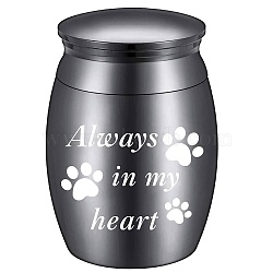 CREATCABIN Stainless Steel Cremation Urn, for Commemorate Kinsfolk Cremains Container, Column, with Velvet Pouch, Silver Polishing Cloth, Disposable Spoon, Paw Print, 40.5x30mm(AJEW-CN0001-89C)