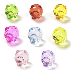 Transparent Acrylic Beads, Pig, Mixed Color, 19x18x21.5mm, Hole: 3.2mm, about: 142pcs/500g(OACR-Z016-12B)