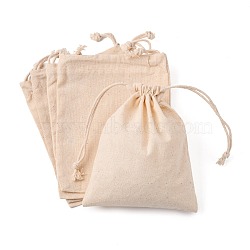 Rectangle Cloth Packing Pouches, Drawstring Bags, Old Lace, 15.5x12.5x0.5cm(ABAG-N002-B-02)