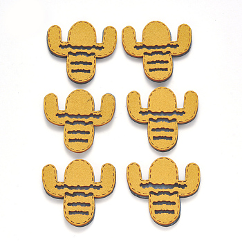 Faux Suede Patches, Costume Ornament Accessories, for Magic Tape Hair Clip Making, Cactus, Yellow, 39x39.5x3mm
