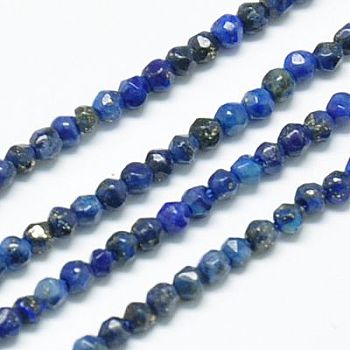 Natural Lapis Lazuli Beads Strands, Faceted, Round, Midnight Blue, 2mm, Hole: 0.5mm, about 185~200pcs/strands, 15.4 inch