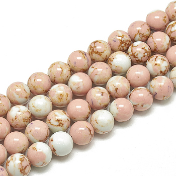 Synthetic Imperial Jasper Beads Strands, Dyed, Round, Misty Rose, 10mm, Hole: 1mm, about 40pcs/strand, 15.7 inch