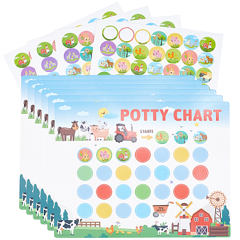 Paper Self Adhesive Reward Stickers, Potty Training Decals for Classroom Students, Kids, Round Shape, Rabbit, 101~255x99~255x0.2~0.3mm