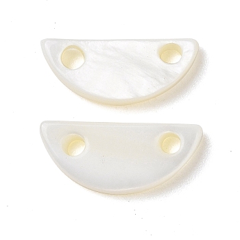 Natural Freshwater Shell Connector Charms, Arch/Half Round Links, White, 6.5x12x1.5mm, Hole: 1.5mm