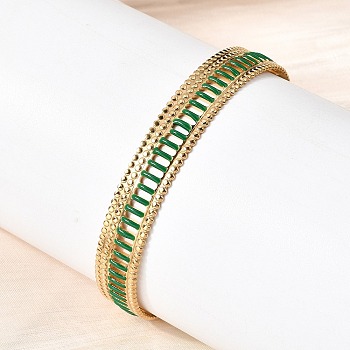 304 Stainless Steel Enamel Open Cuff Bangles, Wide Bangles for Women, Golden, Inner Diameter: 1.93x2.32 inch(4.9x5.9cm)