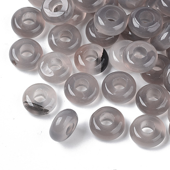 Natural Grey Agate European Beads, Large Hole Beads, Rondelle, 10x4.5mm, Hole: 4mm