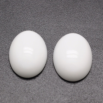 Oval Opaque Glass Cabochons, White, 40x30x7mm