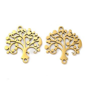 201 Stainless Steel Connector Charms, Tree of Life Link, Golden, 19.5x18.5x0.8mm, Hole: 1.4mm