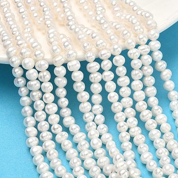 Natural Cultured Freshwater Pearl Beads Strands, Potato, Grade 2A, Antique White, 4~5mm, Hole: 0.5mm, about 80~93pcs/strand, 13.19~14.76''(33.5~37.5cm)