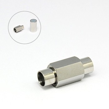 304 Stainless Steel Magnetic Clasps with Glue-in Ends, Column, Stainless Steel Color, 20mm, Hole: 5mm, In Diameter: 8mm