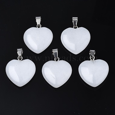 Platinum Heart White Jade Pendants