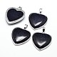 Heart Platinum Plated Brass Natural & Synthetic Mixed Stone Pendants(G-F228-10-RS)-2