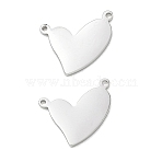 304 Stainless Steel Charms, Heart Charms, Stainless Steel Color, 9.5x12x0.9mm, Hole: 1mm(SA-CBA97DF-12P)