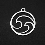 Non-Tarnish 201 Stainless Steel Charms, Laser Cut, Ring with Waved, Stainless Steel Color, 14x12x1mm, Hole: 1.2mm(STAS-N090-LA001)