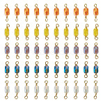 50Pcs 5 Colors Electroplate Glass Faceted Rectangle Connector Charms, with Brass Wire Loops, Real 18K Gold Plated, Rack Plating, Long-Lasting Plated, Mixed Color, 15.5x4x3mm, Hole: 1.6~1.8mm, 10pcs/color(KK-TA0003-31)
