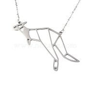 201 Stainless Steel Pendant Necklaces, with Cable Chains, Kangaroo, Stainless Steel Color, 17.9 inch(45.5cm), 2mm, Kangaroo: 49x59x1mm(NJEW-T009-JN031-1-40)