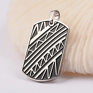 304 Stainless Steel Enamel Pendants, Rectangle, Antique Silver, 40x21.5x2mm, Hole: 5x6.5mm(STAS-O075-07AS)