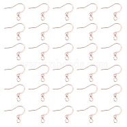 316 Surgical Stainless Steel Earring Hooks, Ear Wire, with Horizontal Loop, Rose Gold, 16x16~19.5x3mm, Hole: 2mm, 21 Gauge, Pin: 0.7mm(STAS-P220-13RG)