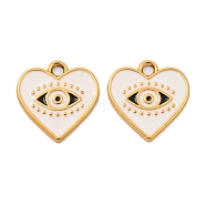 UV Plating Alloy Enamel Pendants, Heart with Eye Charm, Golden, 17x16x1.5mm, Hole: 2mm(ALRI-C009-13G)