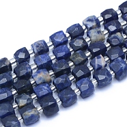 Natural Sodalite Beads Strands, Faceted, Cube, 7.5~9x7.5~9x7.5~9mm, Hole: 0.8mm, about 37pcs/strand, 15.35 inch(39cm)(G-L552D-04A)