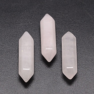 Faceted Natural Rose Quartz Beads, Healing Stones, Reiki Energy Balancing Meditation Therapy Wand, Double Terminated Point, for Wire Wrapped Pendants Making, No Hole/Undrilled, 30~32x9x9mm(X-G-K008-30mm-01)