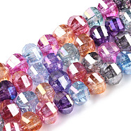 Transparent Electroplate Glass Beads Strands, AB Color Plated, Faceted, Round, Colorful, 8x7mm, Hole: 2mm, about 60pcs/strand, 14.96 inch(38cm)(EGLA-N006-078I)