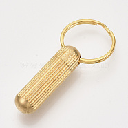 Multifunctional Brass Keychain, Tiny Cutting Tool, with 201 Stainless Steel Knife, for Stripping Stickers, Splitting Pills, Opening Cans and Unpacking Cartons, Golden, 41x9mm, Key Ring: 20x2mm(KEYC-T007-03G)