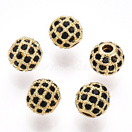Rack Plating Brass Cubic Zirconia Beads, Long-Lasting Plated, Round, Golden, 6x6mm, Hole: 1.5mm(ZIRC-S001-6mm-B02)