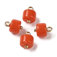 Acrylic Pendants, with Brass Loops, Column, Orange, 12.5x8.5mm, Hole: 2.5mm(MACR-C033-11E)