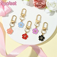 Alloy Enamel Sakura Pendant Decorations, with Alloy Swivel Clasps, Mixed Color, 54mm, 5pcs/set(HJEW-YW00019-02)