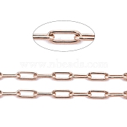 Ion Plating(IP) 304 Stainless Steel Paperclip Chains, Soldered, with Spool, Rose Gold, 10x2.5x0.5mm, about 32.8 Feet(10m)/roll(CHS-F010-01C-RG-01)