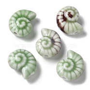 Handmade Porcelain Beads, Snail, Dark Sea Green, 20~21x16~17x9~10.5mm, Hole: 3mm(PORC-L080-F18)