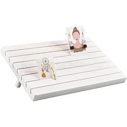 7-Slot Wooden Place Card Display Stands, for Postcards, Earring Display Cards Holder, Dyed & Heated, Rectangle, White, 29x19x2cm, about 3pcs/set(ODIS-WH0029-52D)