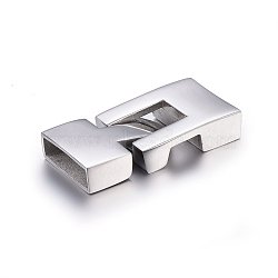 304 Stainless Steel Snap Lock Clasps, Stainless Steel Color, 33x16x6mm, Hole: 4x14mm(STAS-E440-69P)