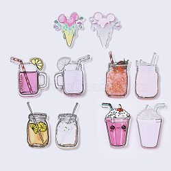Plastic Cabochons, Ice Cream & Lemon Tea & Milk Tea & Strawberry Fruit Juice & Lemon Tea, Mixed Color, 10pcs/set(KY-X0008-19)