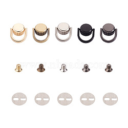 Givenny-EU 10 Sets 5 Colors Zinc Alloy Bag Lifting Ring, with Iron Screws & Shim, Mixed Color, 0.5x0.5x0.04cm, Hole: 2.5mm, 2 sets/color(FIND-GN0001-08)