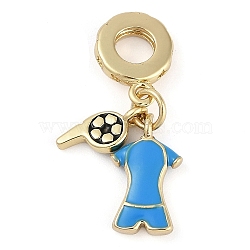 Rack Plating Brass Enamel European Dangle Charms, Football Uniform & Whistle Large Hole Pendants
, Real 18K Gold Plated, Long-Lasting Plated, Cadmium Free & Lead Free, Deep Sky Blue, 26mm, Hole: 4.5mm, Pendant: 14x8.5x2.5mm(KK-P287-31B-G)