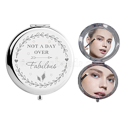 304 Stainless Steel Customization Mirror, Flat Round with Word, Arrows Pattern, 7x6.5cm(DIY-WH0245-027)