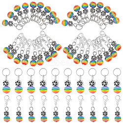 100 Charms of 5pcs Alloy Flower with Resin Beaded Cluster Dangle Wine Glass Charms, 304 Stainless Steel Hoop Earrings, Colorful, 60mm, Pin: 0.8mm(AJEW-AR0001-47)