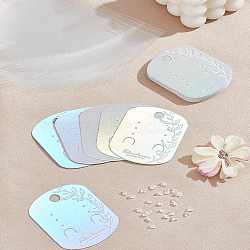 20Pcs Rectangle Laser Cardboard Jewelry Display Cards for Earring, Jewelry Hang Tags, with 20Pcs OPP Cellophane Bags and 150Pcs Plastic Ear Nuts, White, Card: 6.5x5x0.05cm(CDIS-LP0001-23)