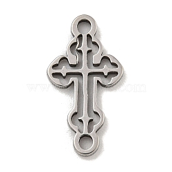 201 Stainless Steel Hollow Connector Charms, Religion Cross Links, Stainless Steel Color, 16.5x9x1mm, Hole: 1.6mm(STAS-S146-06P)