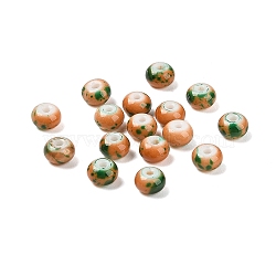 Opaque Spray Painted Glass Beads, Rondelle, Green, 8x5mm, Hole: 2mm, about 1041pcs/500g(GLAA-G118-01V)