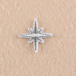 Computerized Embroidery Cloth Iron on/Sew on Patches, Costume Accessories, Appliques, Shinning Star, Silver, 32x31mm(DIY-F038-F02-B)