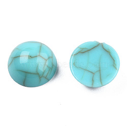 Acrylic Cabochons, Imitation Gemstone Style, Half Round, Medium Turquoise, 8x4mm(SACR-N016-01B-01)