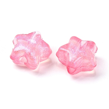 Luminous Transparent Acrylic Beads, Glitter Beads, Glow in the Dark, Star, PeachPuff, 10x11x6mm, Hole: 2mm